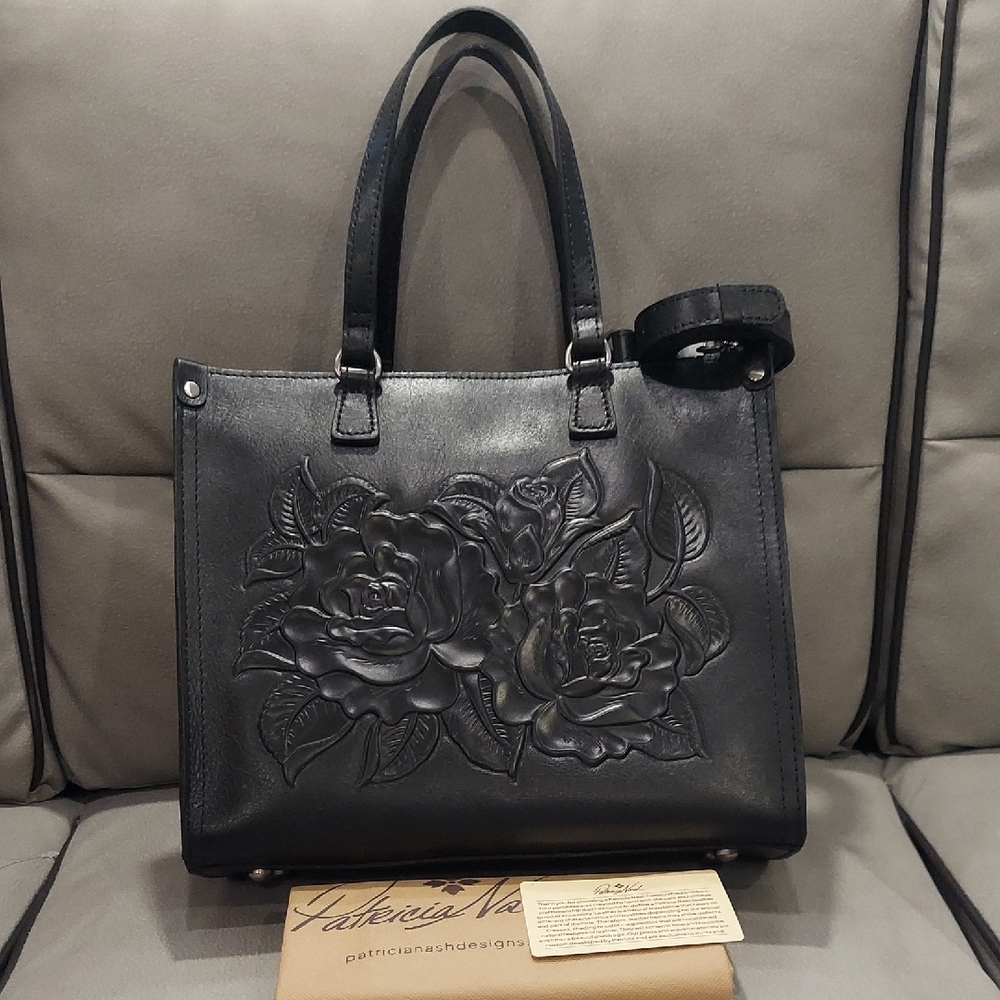 PATRICIA NASH Rose Tooled Tote Black